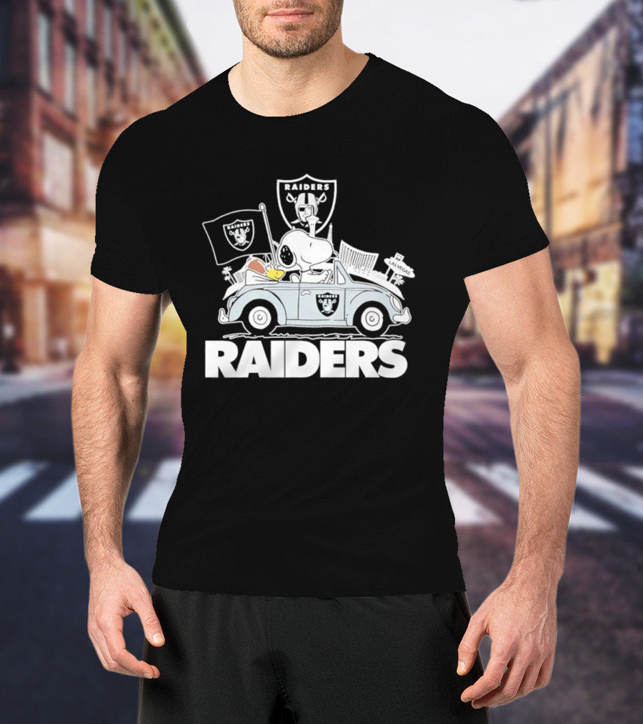 Peanuts Las Vegas Raiders Welcome To The Pound Driving Car Raiders Football Snoopy T-Shirt