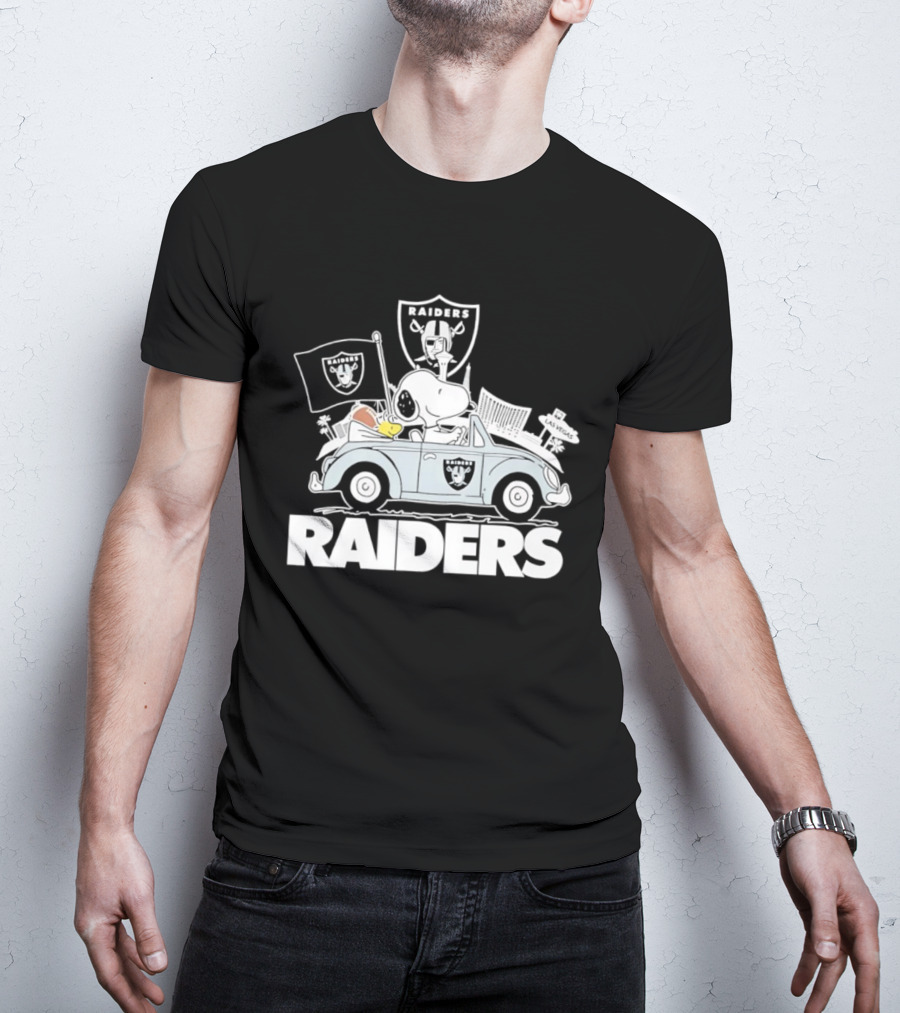 Peanuts Las Vegas Raiders Welcome To The Pound Driving Car Raiders Football Snoopy T-Shirt