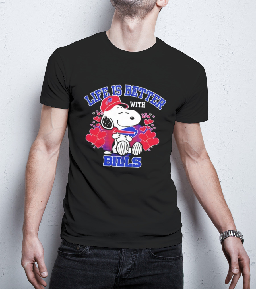 Life Is Better With Buffalo Bills Snoopy Hearts And Football Team Spirit T-Shirt