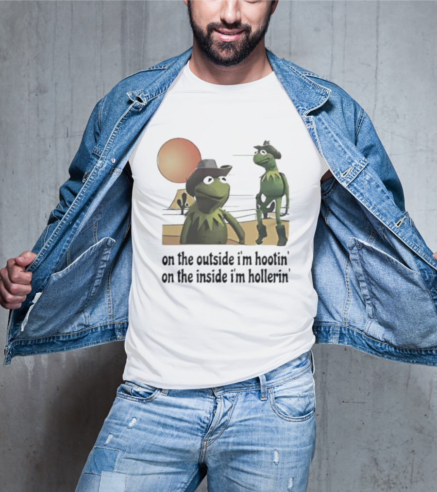 Kermit The Frog Cowboy Hootin Hollerin Desert Scene T-Shirt