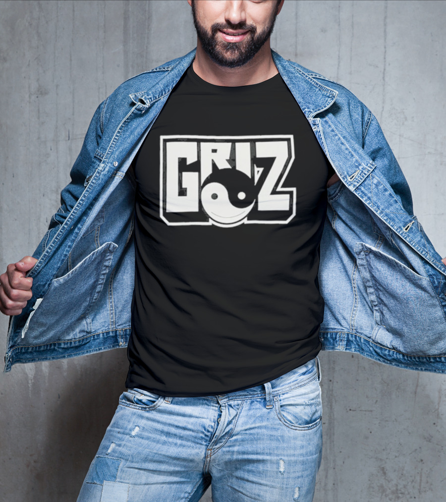 GRiZ Yin Yang Smiley Face Block Text T-Shirt