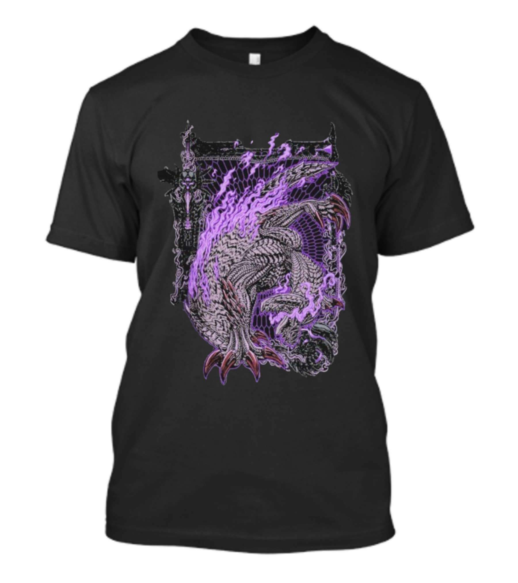 Monster Hunter Wilds Gore Magala Purple Flames Energy T-Shirt