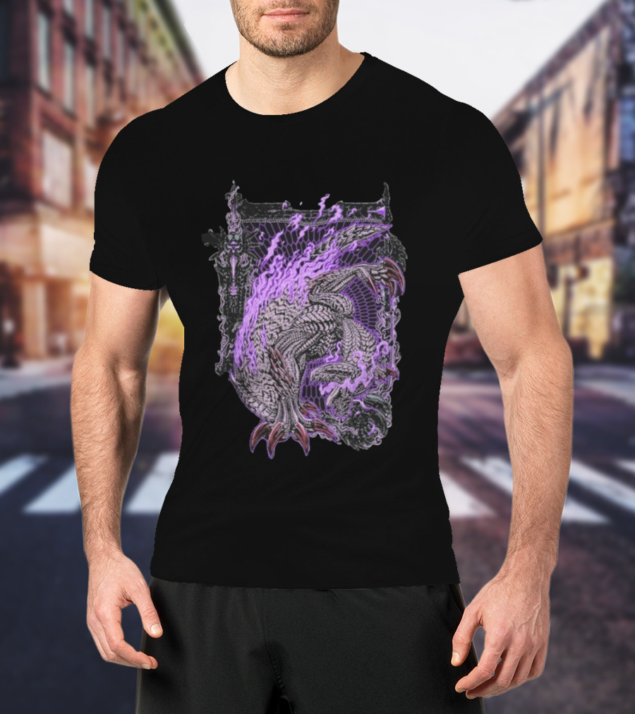 Monster Hunter Wilds Gore Magala Purple Flames Energy T-Shirt