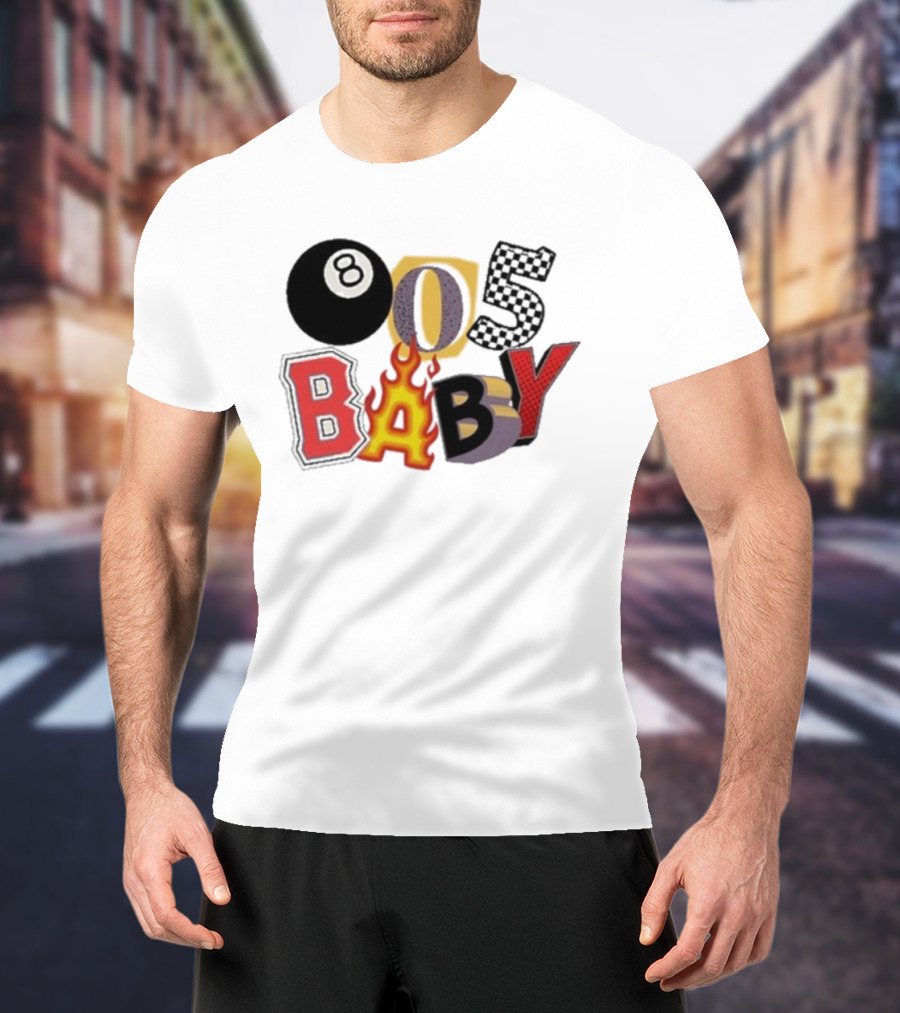 Big Time 805 Baby Eight Ball Fire Letters Retro Style T-Shirt