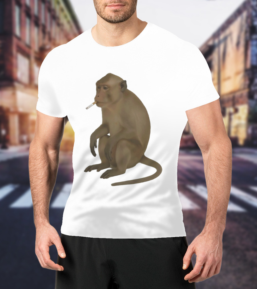 Crazy Monkey Smoking Cigarette Mood T-Shirt