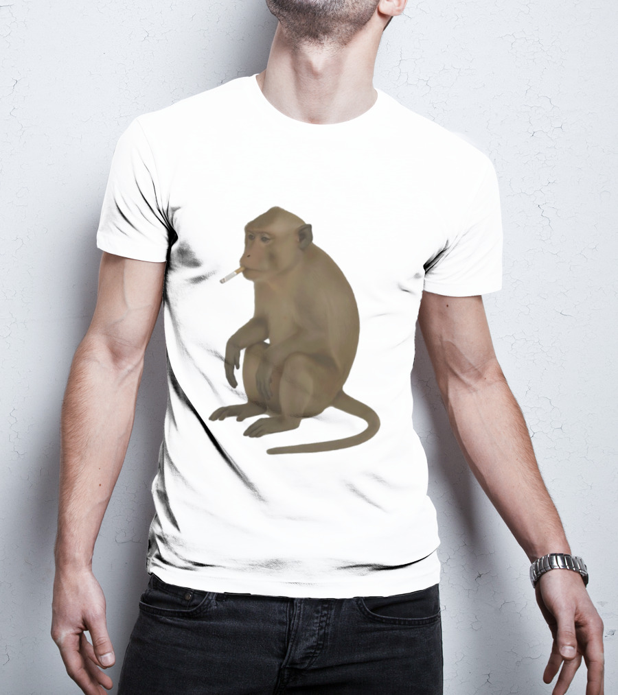 Crazy Monkey Smoking Cigarette Mood T-Shirt