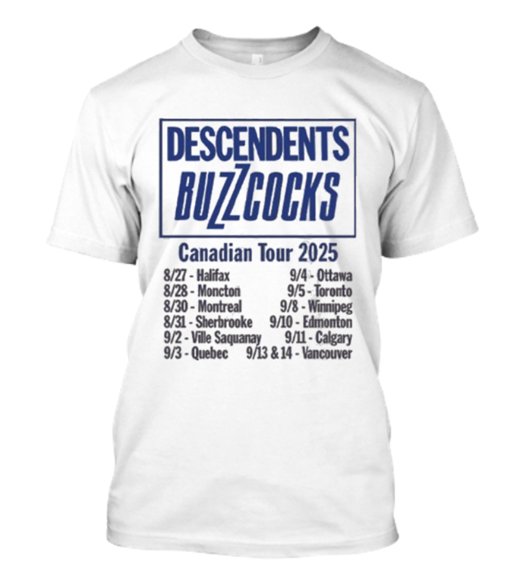Descendents Buzzcocks Canadian Tour 2025 Halifax To Vancouver Concert Dates T-Shirt