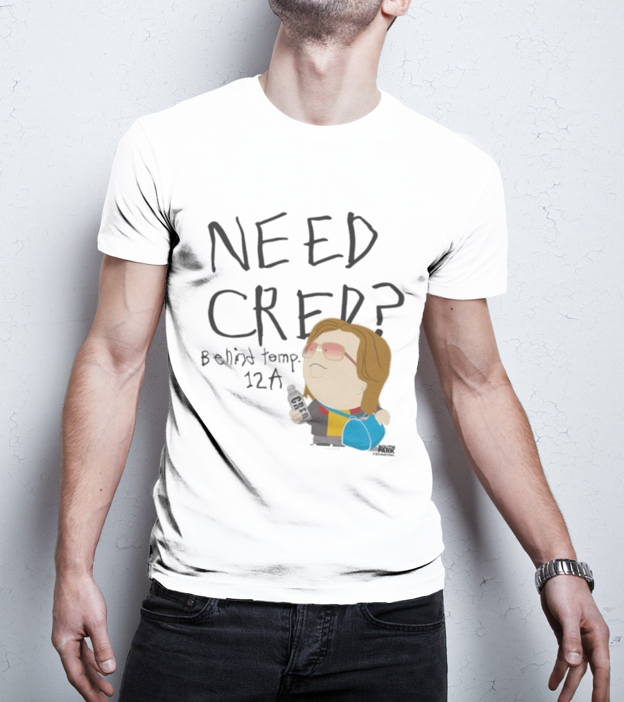 South Park Need Cred Behind Temp 12A Character Holding Microphone T-Shirt