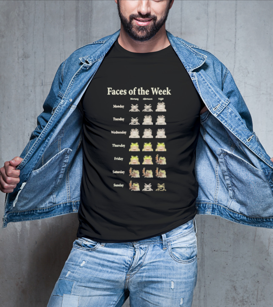 Faces Of The Week Funny Frog Memes Monday To Sunday T-Shirt