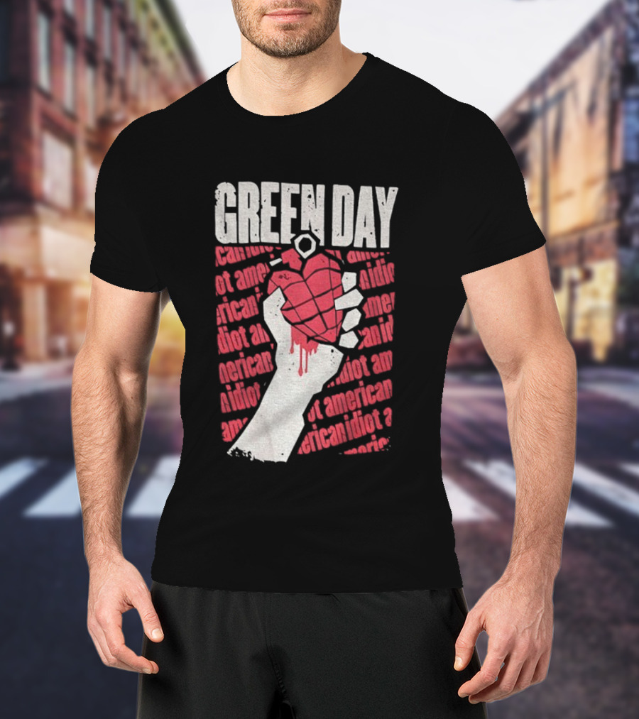 Green Day American Idiot Heart Hand Grenade T-Shirt