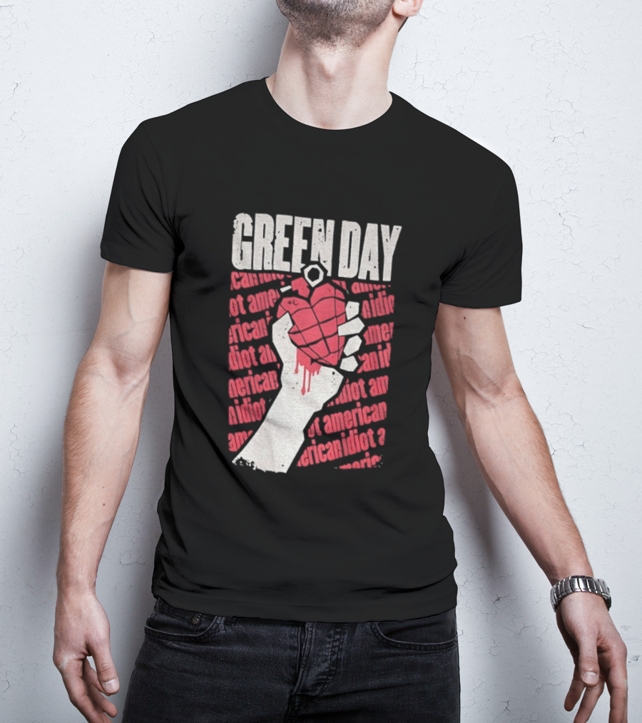 Green Day American Idiot Heart Hand Grenade T-Shirt