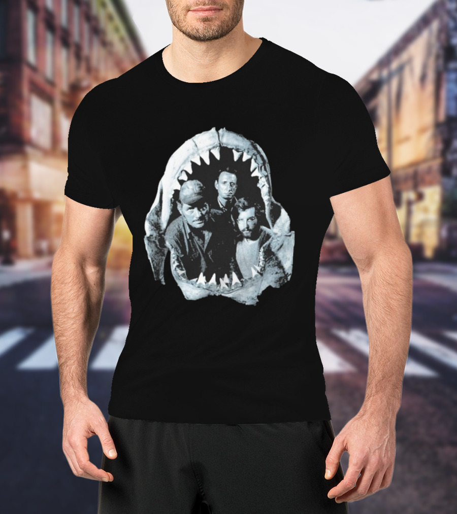 Jaws The Crew Steven Spielberg Classic Movie Cast Inside Shark Mouth T-Shirt