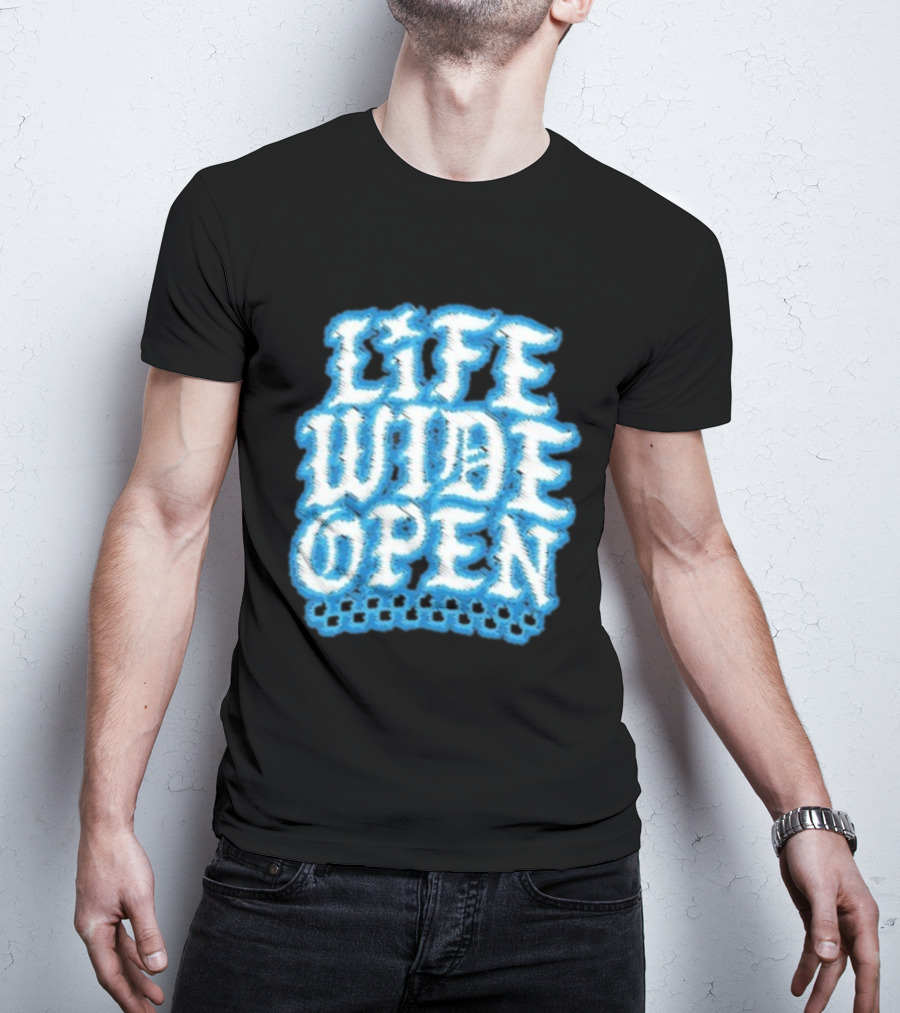 Life Wide Open Chrome Thread Cboystv Bold Blue Distressed Look T-Shirt