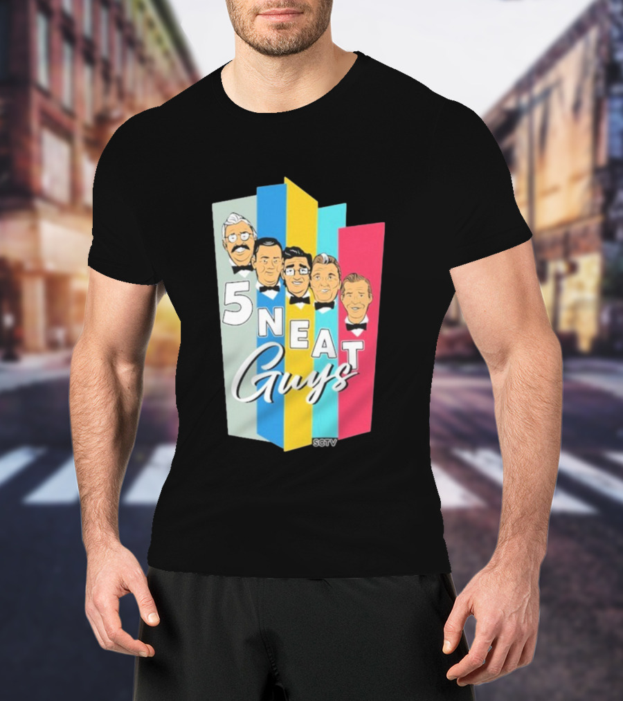SCTV 5 Neat Guys Bow Tie Graphic Comedy Series T-Shirt