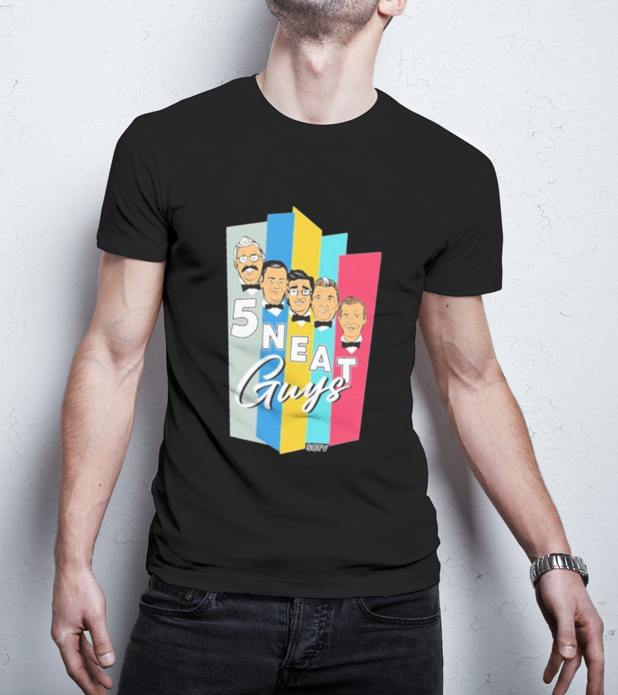 SCTV 5 Neat Guys Bow Tie Graphic Comedy Series T-Shirt