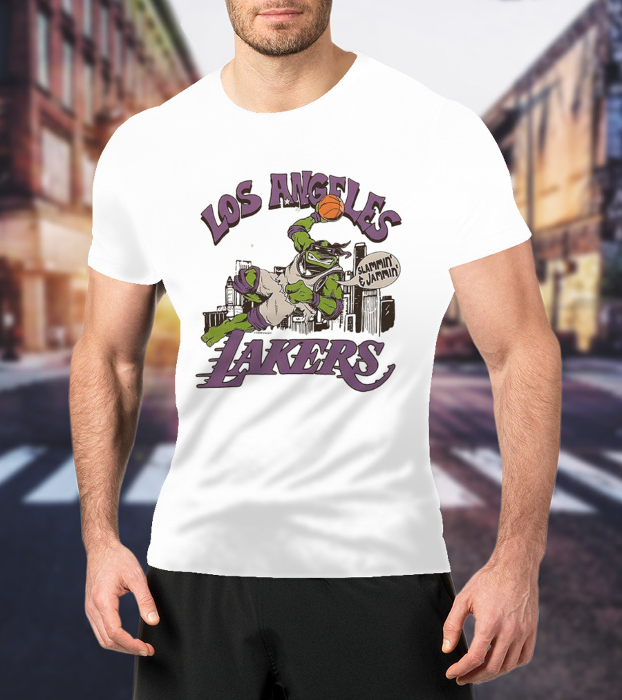 Los Angeles Lakers Donatello Jammin Slammin Teenage Mutant Ninja Turtles T-Shirt