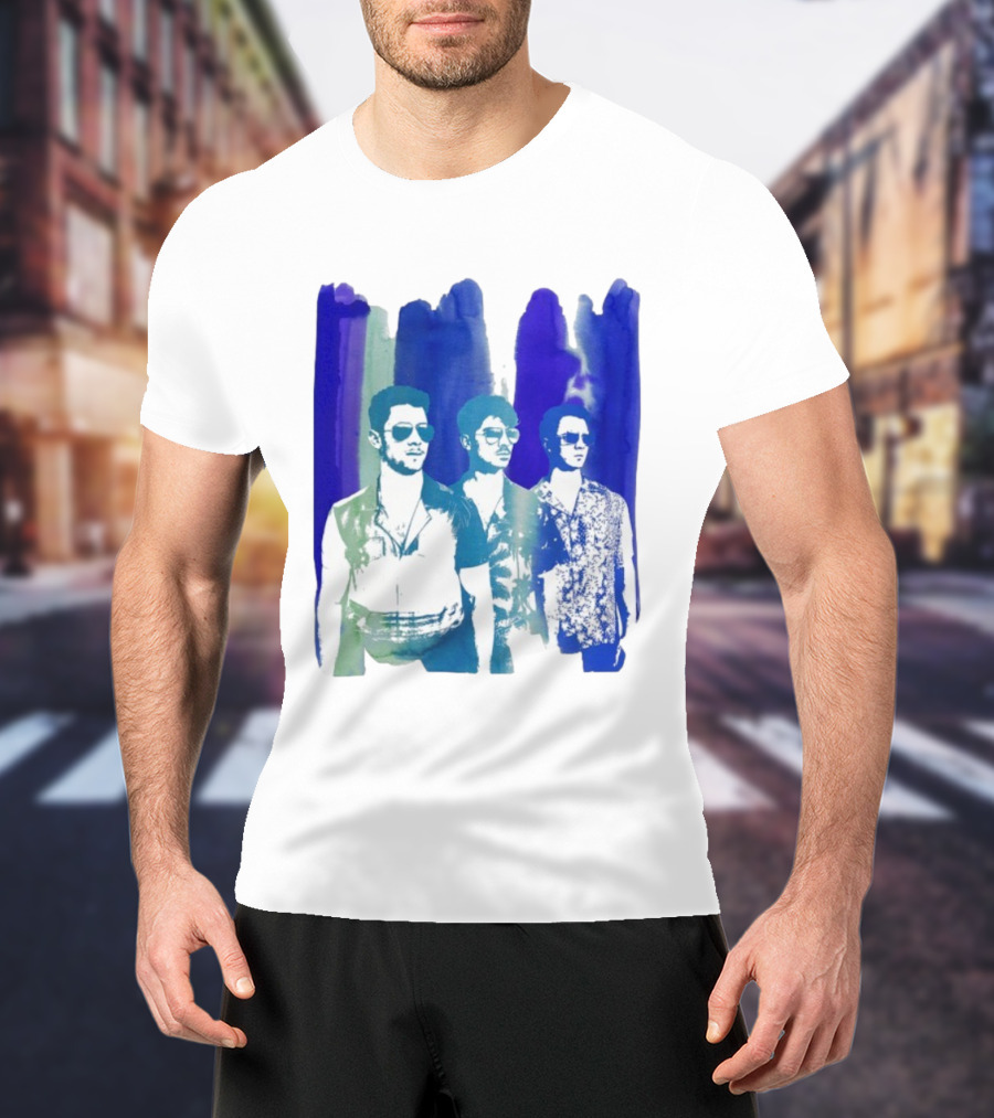 Jonas Brothers Cool Watercolor Style Portrait With Sunglasses T-Shirt