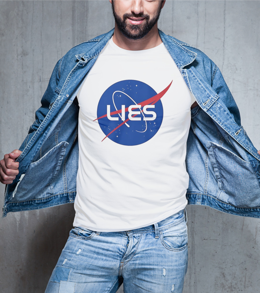 NASA Lies Parody Emblem Graphic T-Shirt