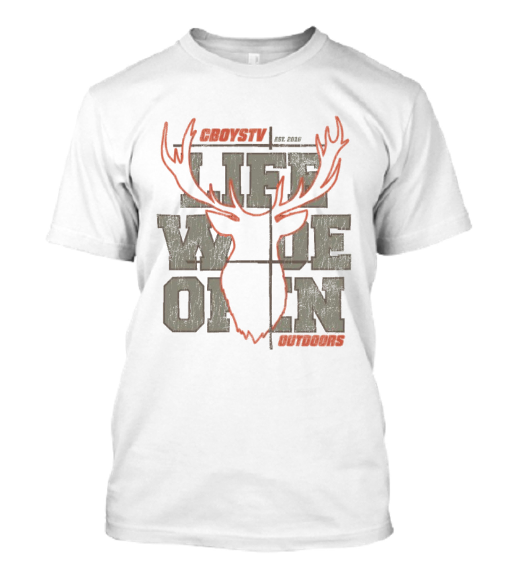 Life Wide Open Crosshairs Cboystv Est 2016 Deer Antlers T-Shirt