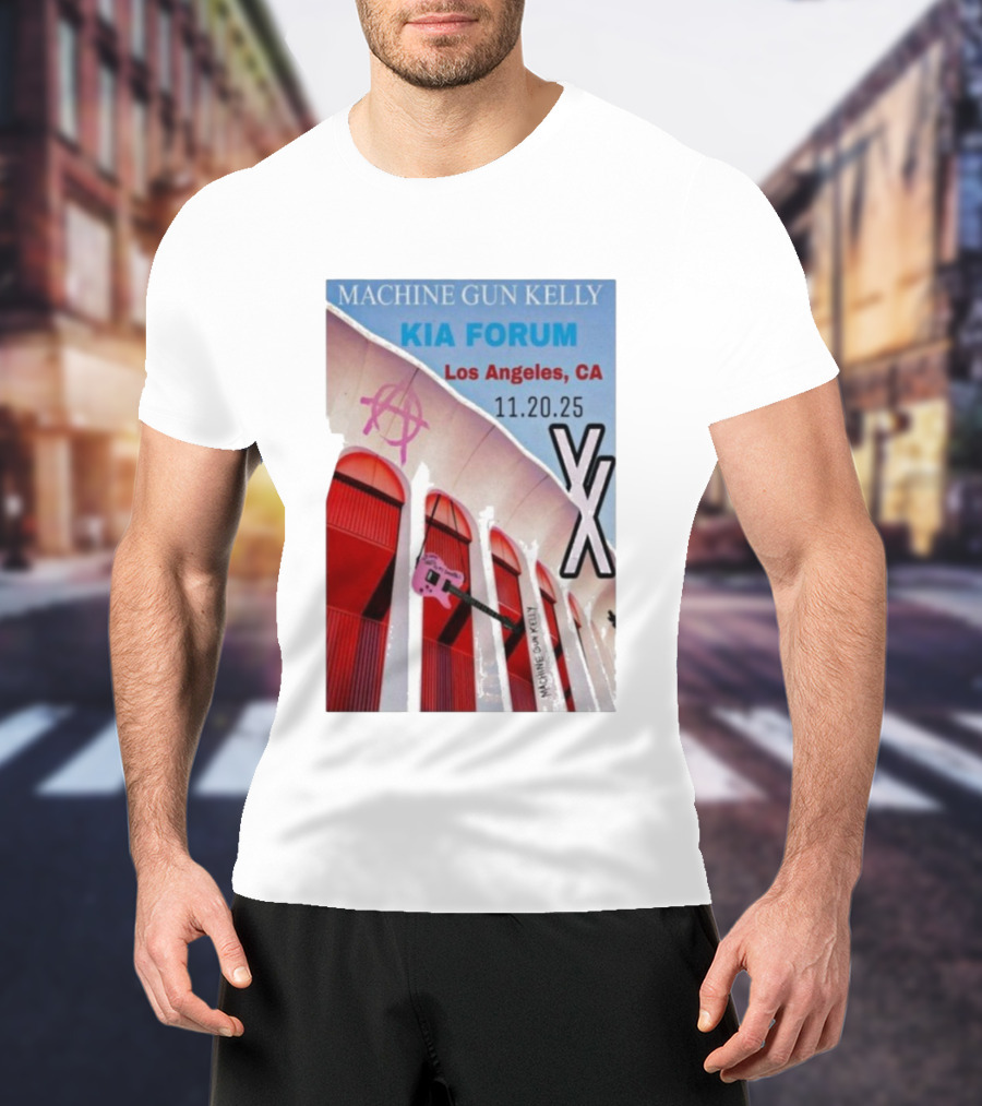 Machine Gun Kelly Kia Forum Los Angeles 11.20.25 Pink Guitar XX T-Shirt