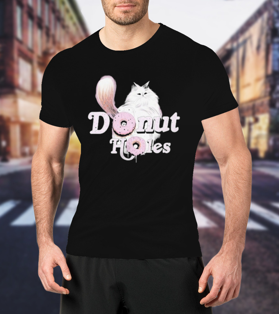Donut Holes Cat Funny Cute Kitten With Pink Donuts T-Shirt