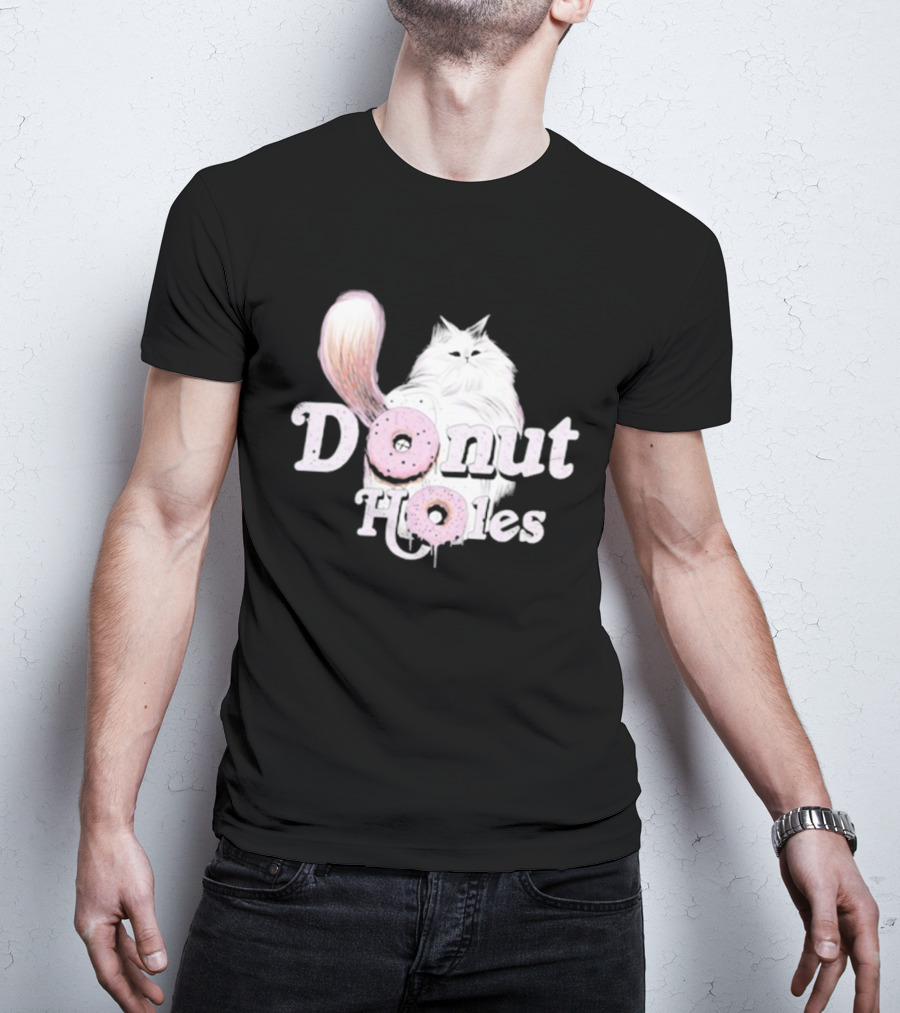 Donut Holes Cat Funny Cute Kitten With Pink Donuts T-Shirt