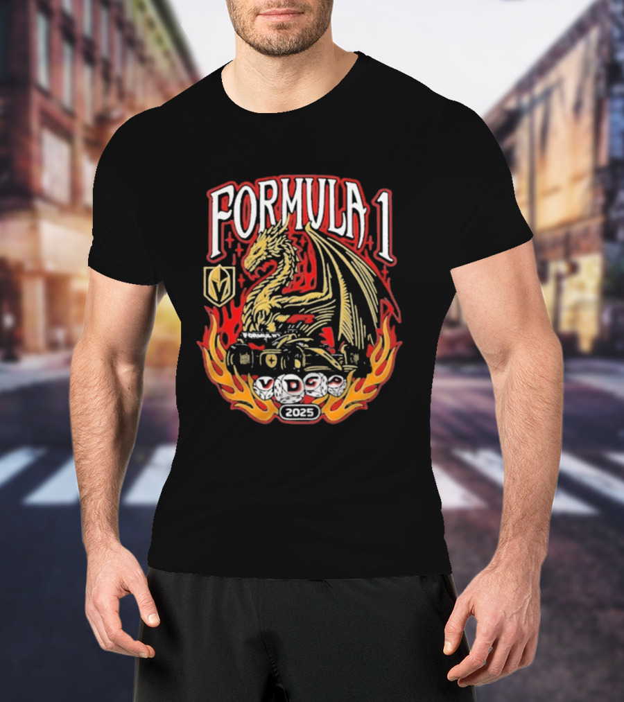 Golden Knights Formula 1 Las Vegas 2025 Dragon VDGP T-Shirt