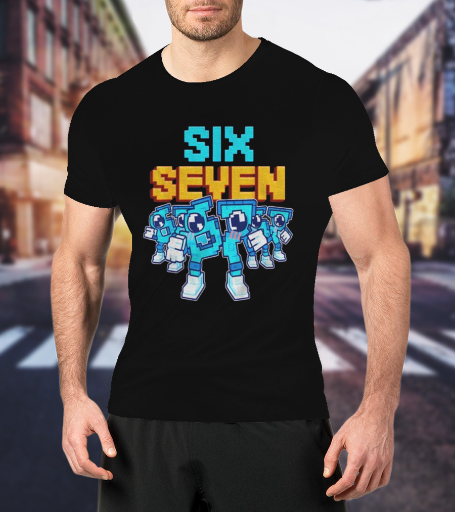 Steal A Brainrot Six Seven Italian Brainrot 67 Meme Gen Alpha Retro Pixel Art Characters T-Shirt