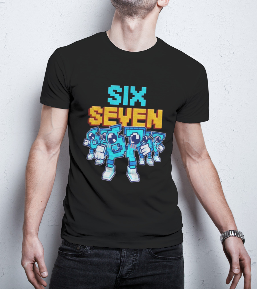 Steal A Brainrot Six Seven Italian Brainrot 67 Meme Gen Alpha Retro Pixel Art Characters T-Shirt