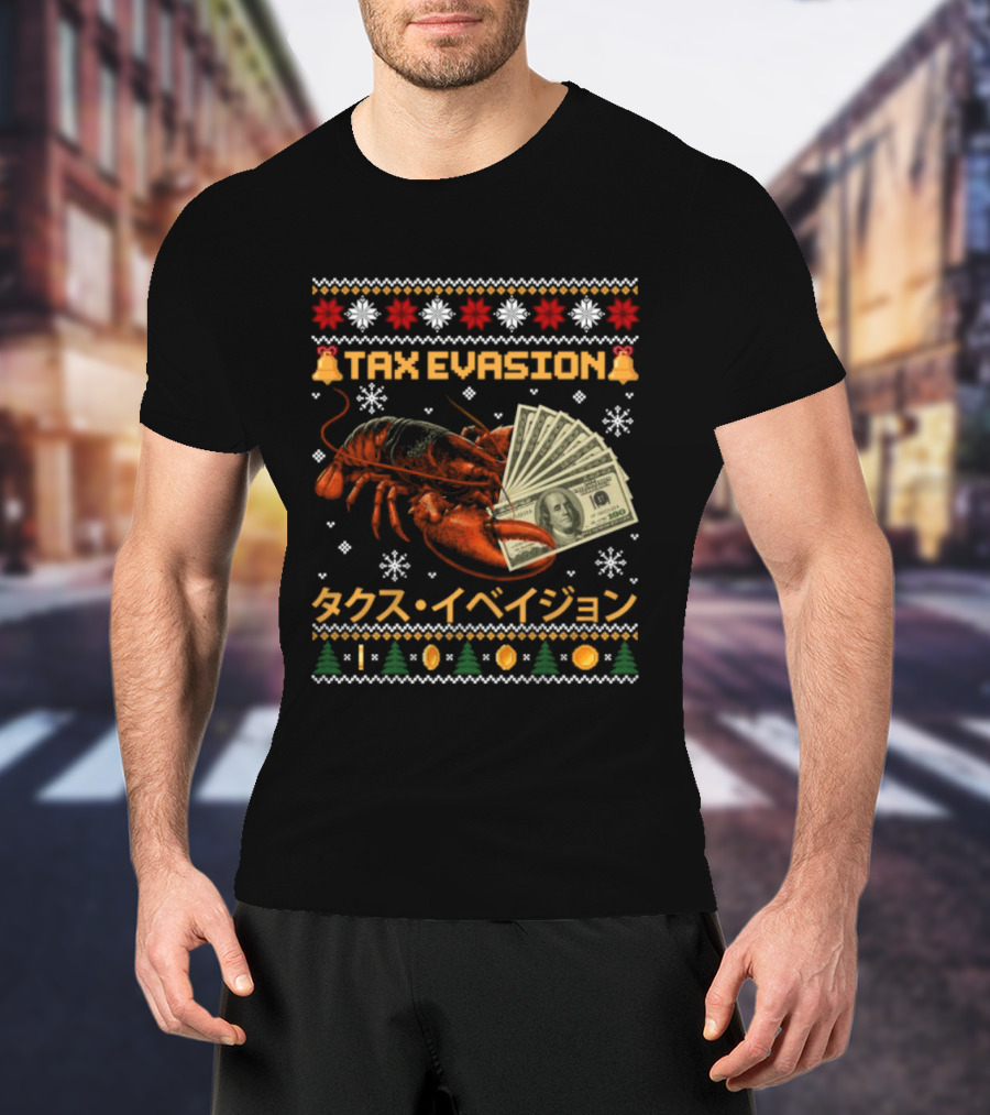 Tax Evasion Lobster Christmas Money Snowflakes T-Shirt