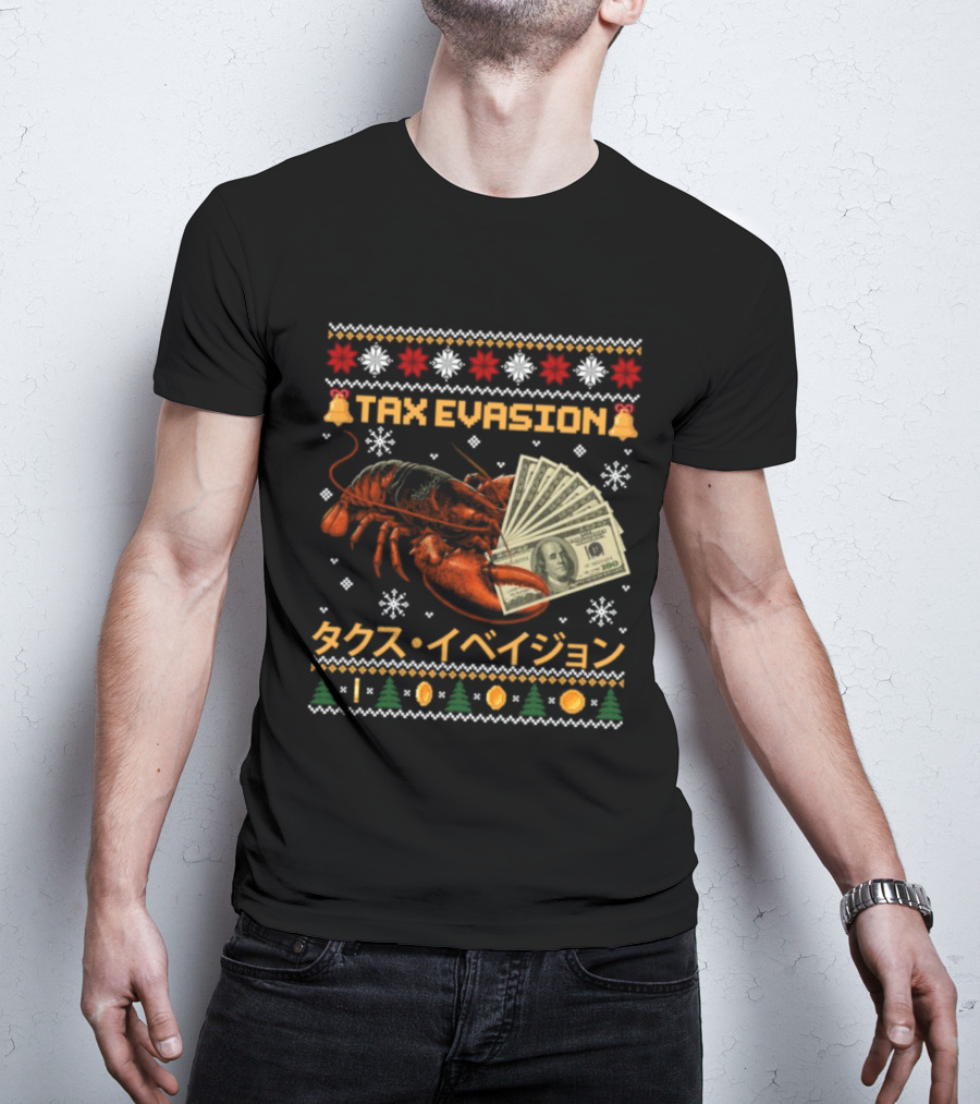 Tax Evasion Lobster Christmas Money Snowflakes T-Shirt