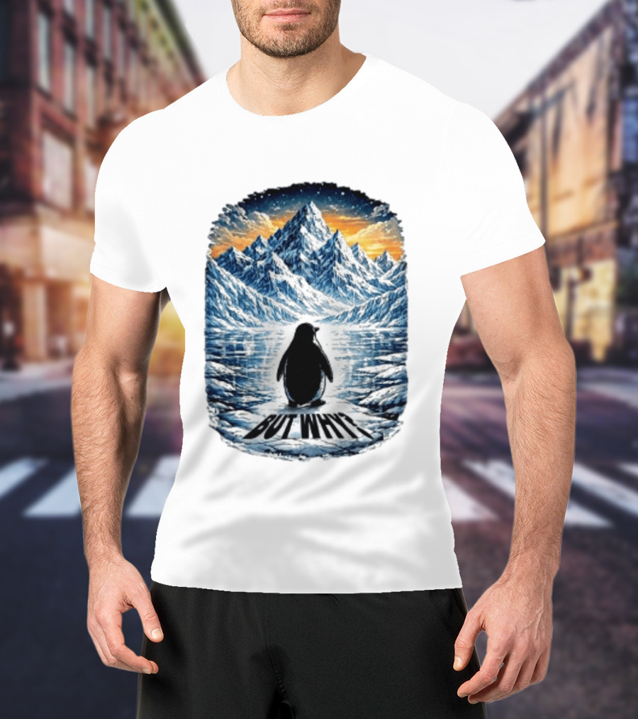 Viral Nihilist Penguin But Why Mountain Reflection T-Shirt