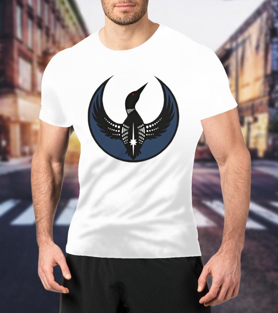 Minnesota Loon Bird Resist Ice Dark Circle Wings T-Shirt