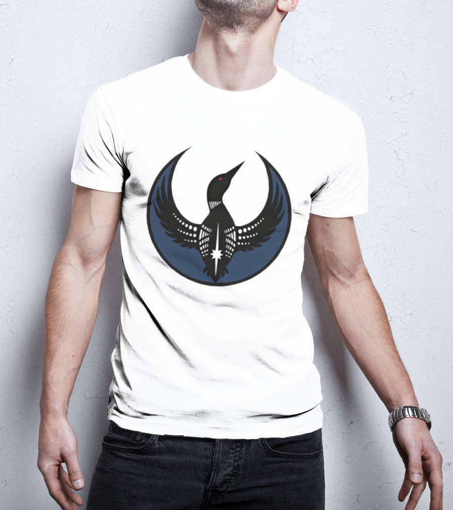 Minnesota Loon Bird Resist Ice Dark Circle Wings T-Shirt