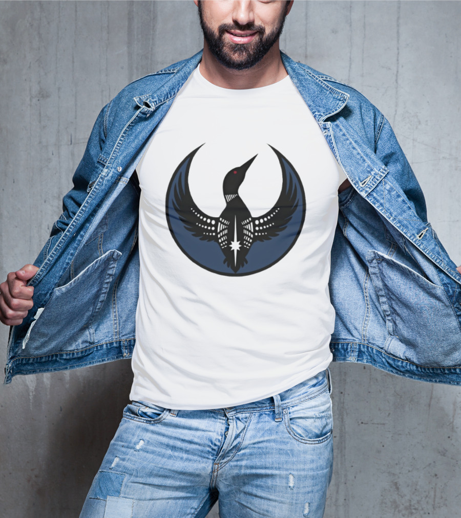 Minnesota Loon Bird Resist Ice Dark Circle Wings T-Shirt