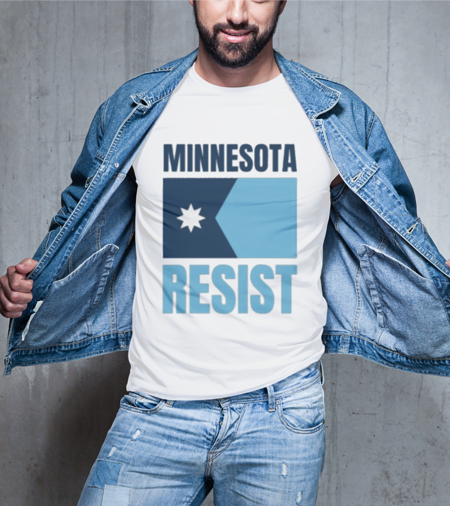 MINNESOTA RESIST Star Flag Blue Rectangle T-Shirt