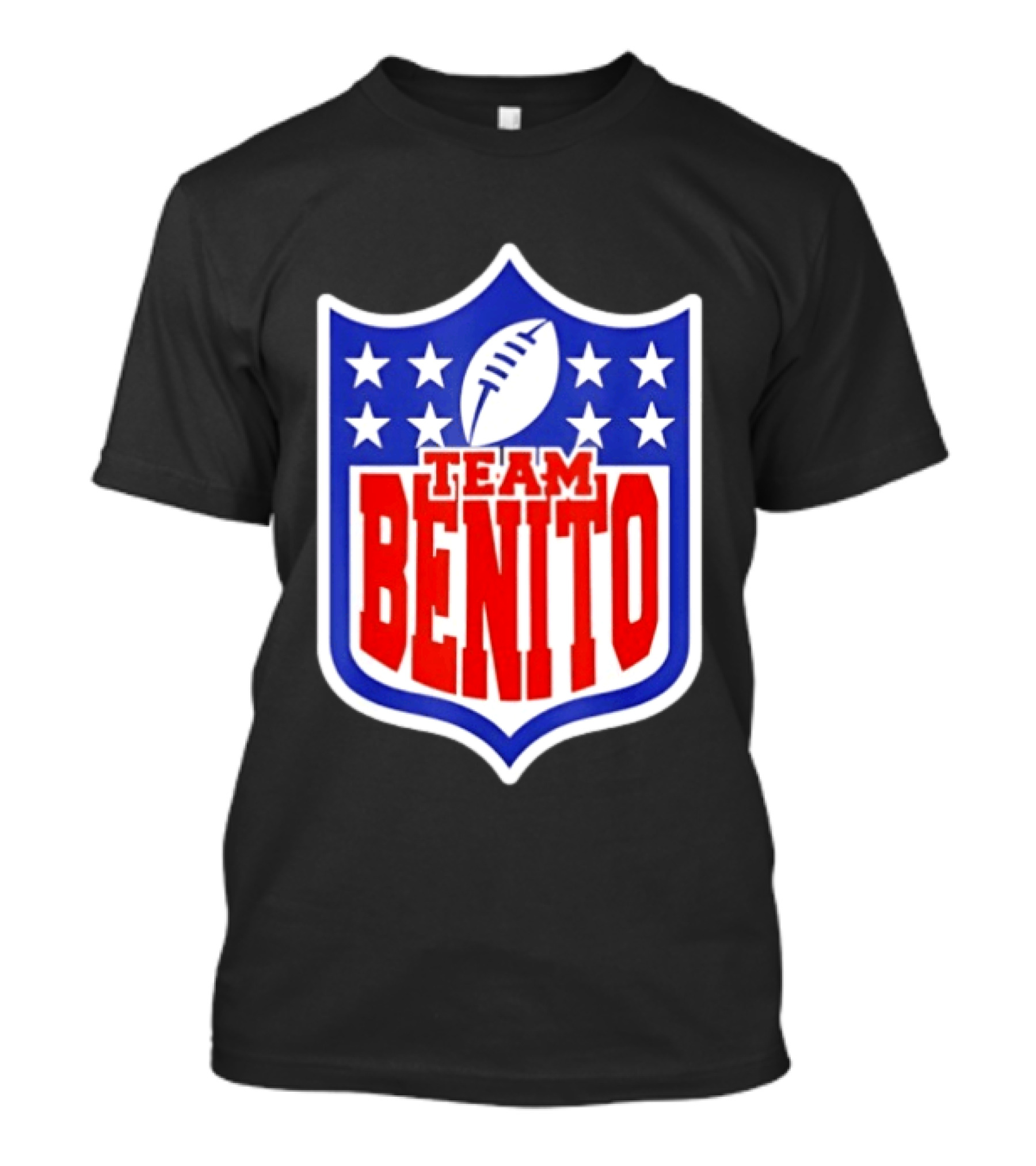 Team Benito Football Shield Stars Personalized Name T-Shirt