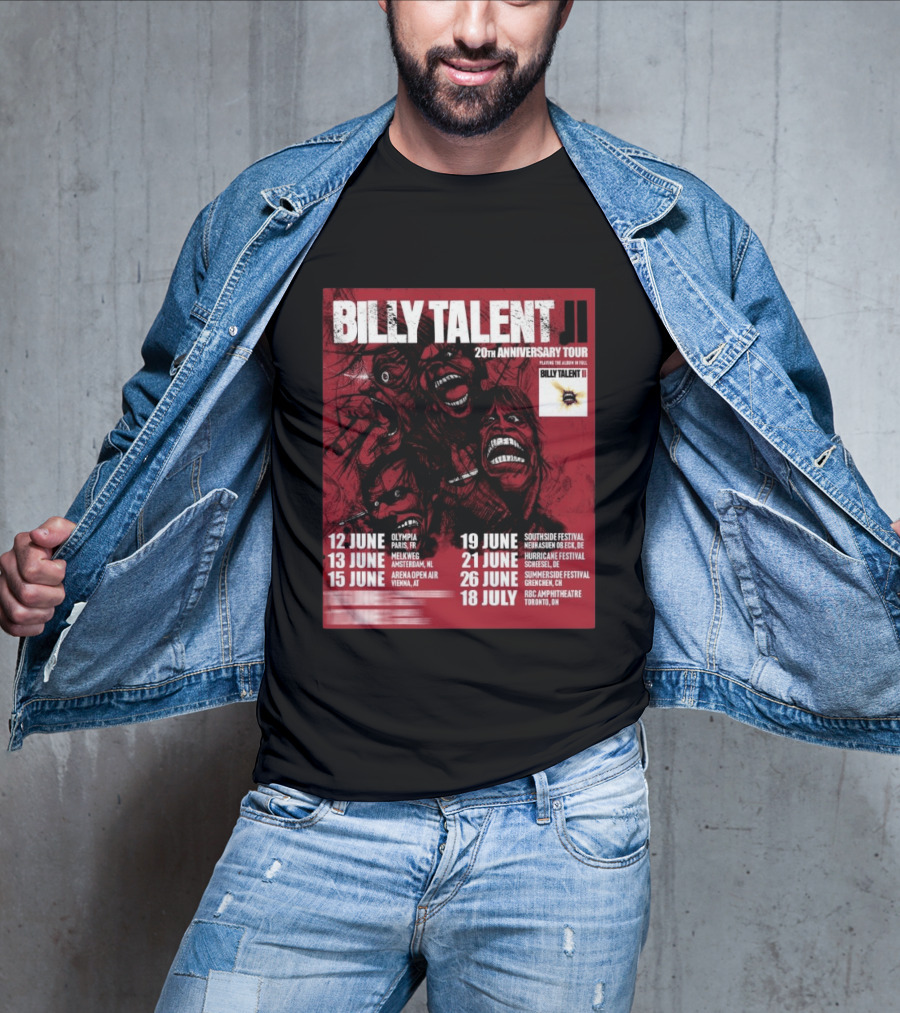 Billy Talent 20th Anniversary Tour Dates Europe Canada 2023 T-Shirt