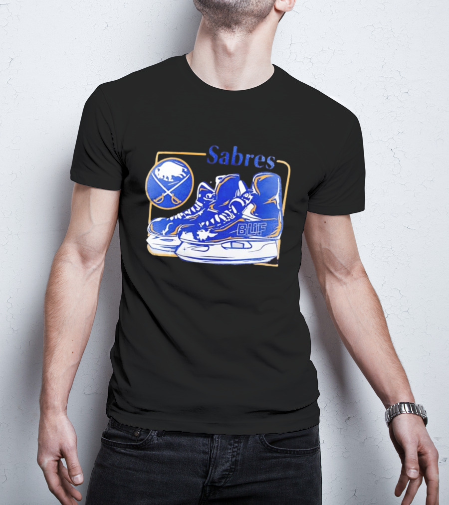 Sabres BUF Skates With Buffalo And Crossed Sabers T-Shirt