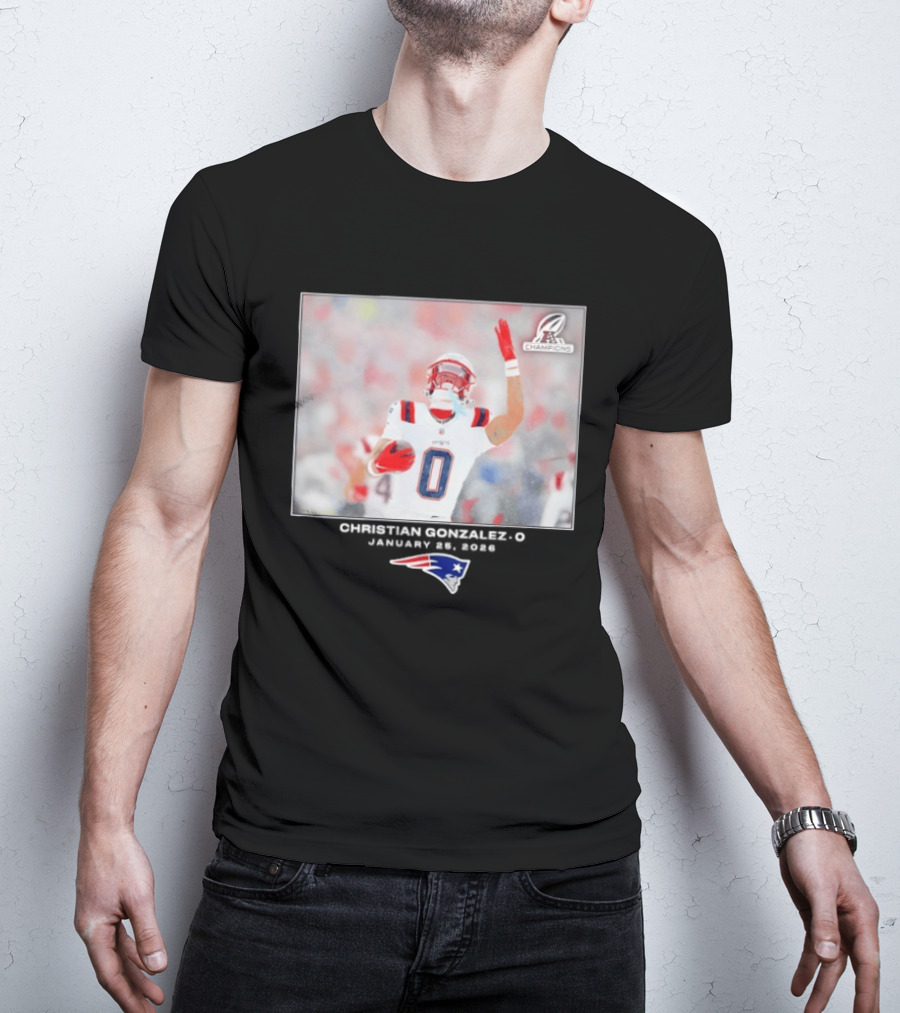 Christian Gonzalez New England Patriots AFC Champions Week 21 T-Shirt