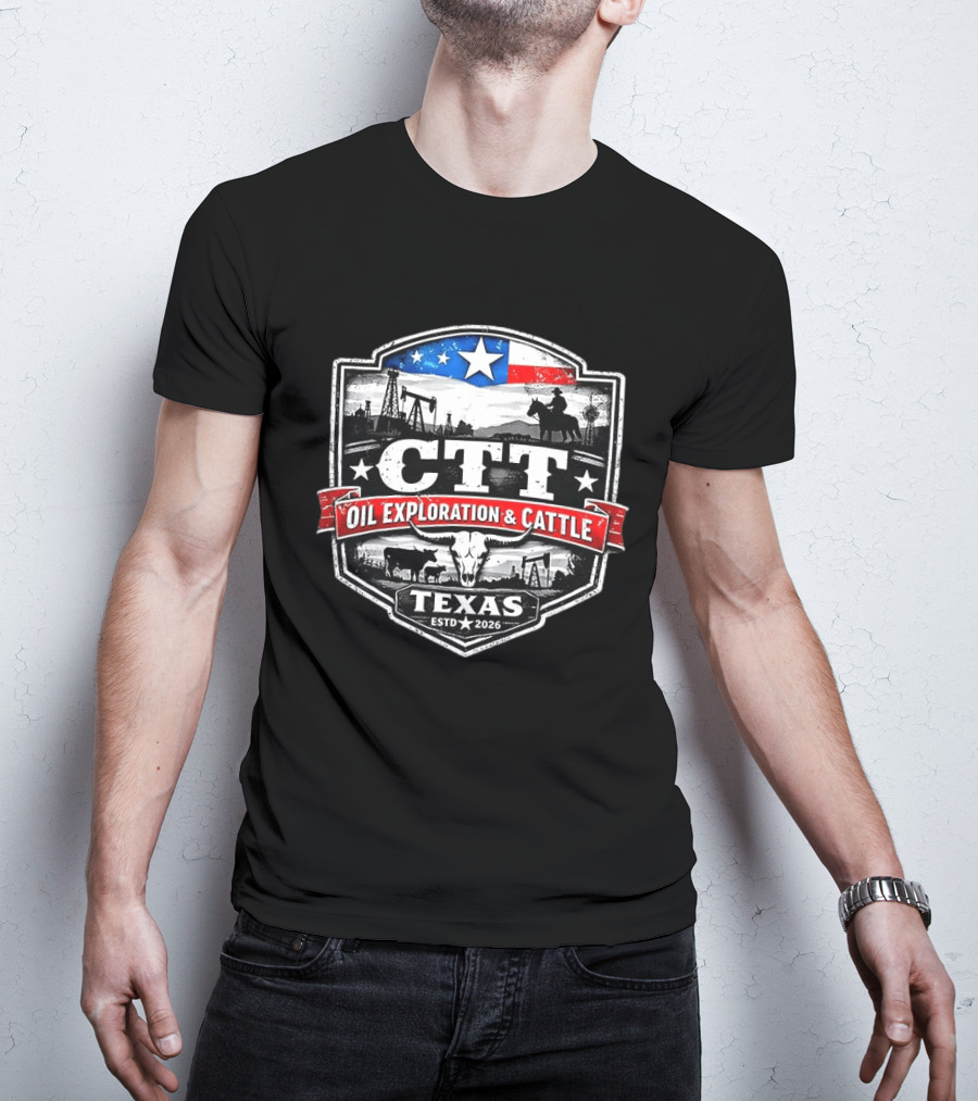 Ctt Oil Exploration And Cattle Texas Landman Series Est 2026 T-Shirt