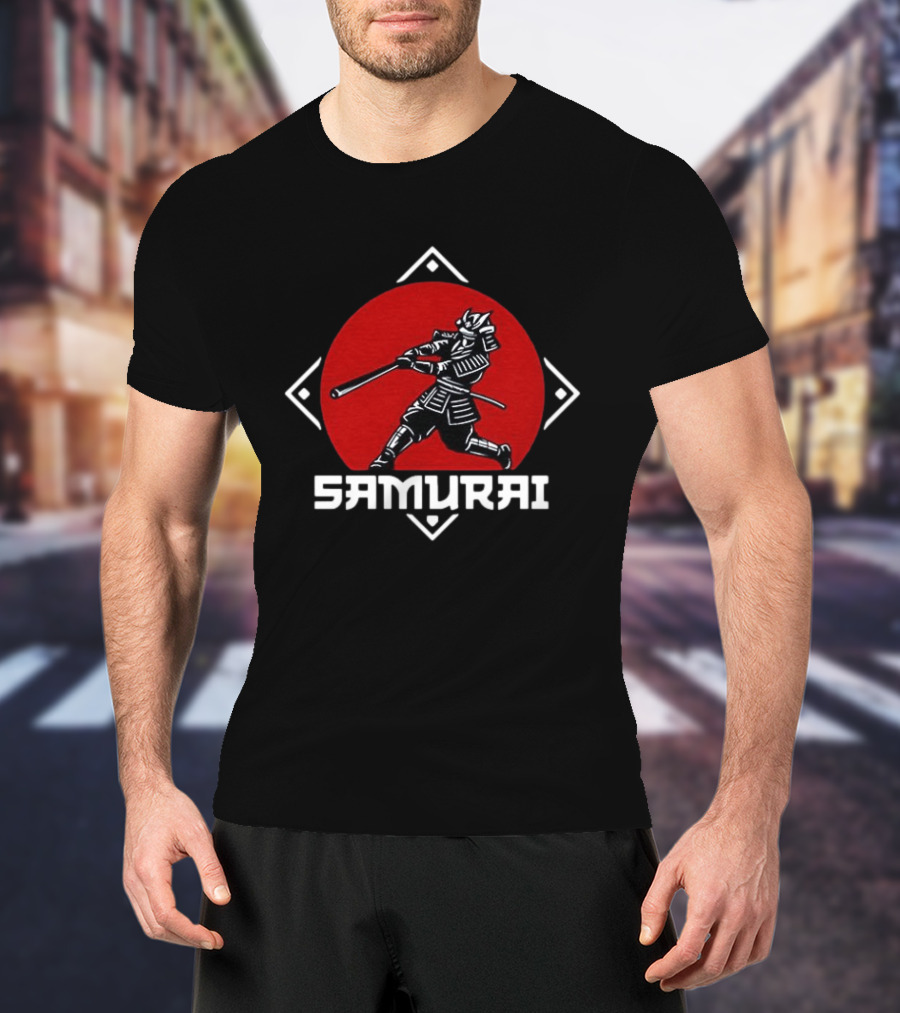 Samurai Hitter Baseball Red Circle Katana T-Shirt