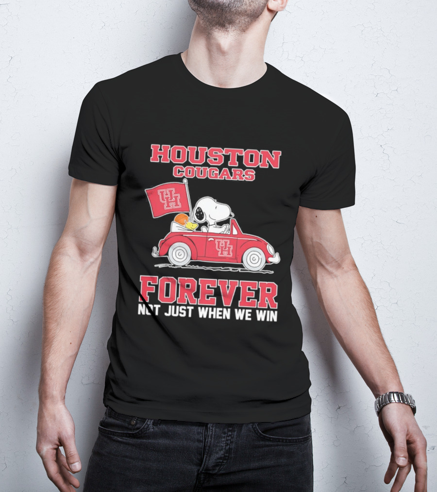 Houston Cougars Snoopy Woodstock Driving UH Car Forever Not Just When We Win T-Shirt