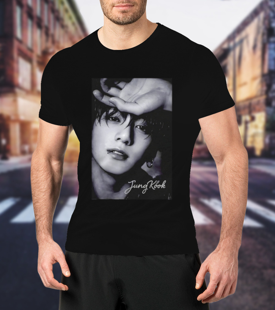 Jungkook BTS Iconic Style Black And White T-Shirt
