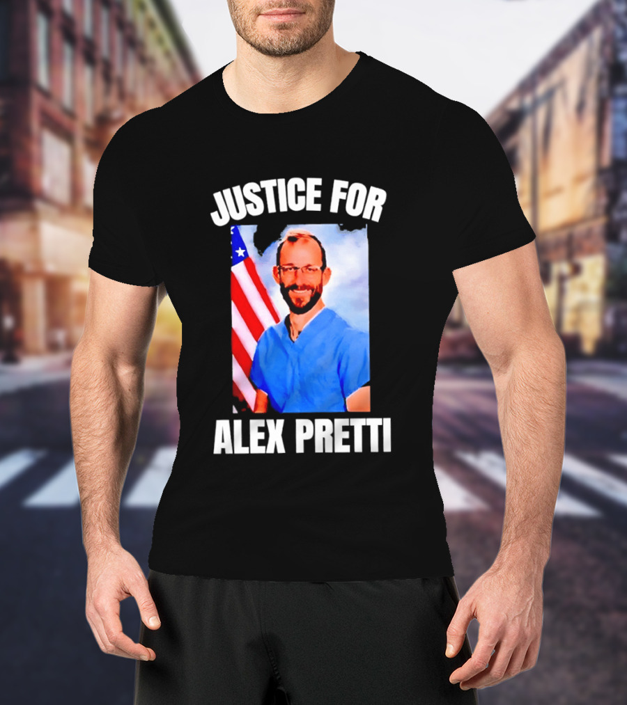 Justice For Alex Pretti American Flag T-Shirt