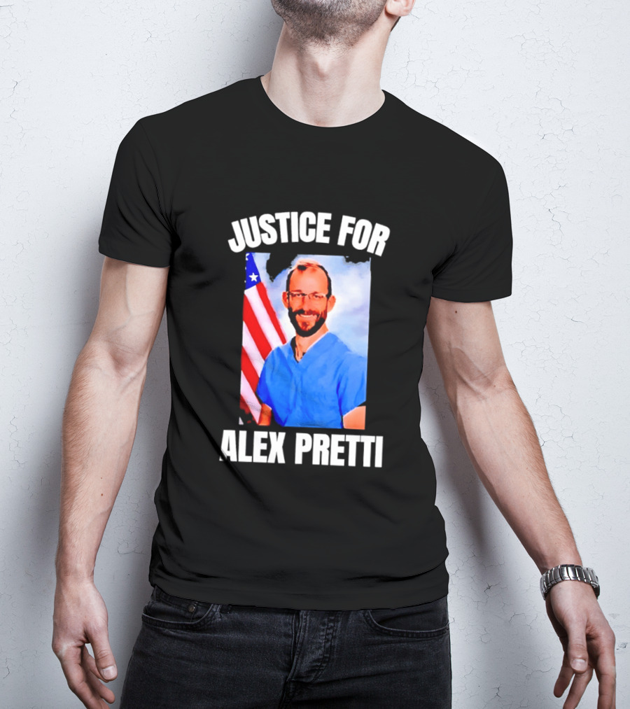 Justice For Alex Pretti American Flag T-Shirt