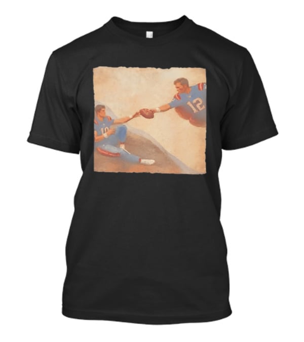 The Creation Of Tom Brady Passing Football To Drake Maye T-Shirt