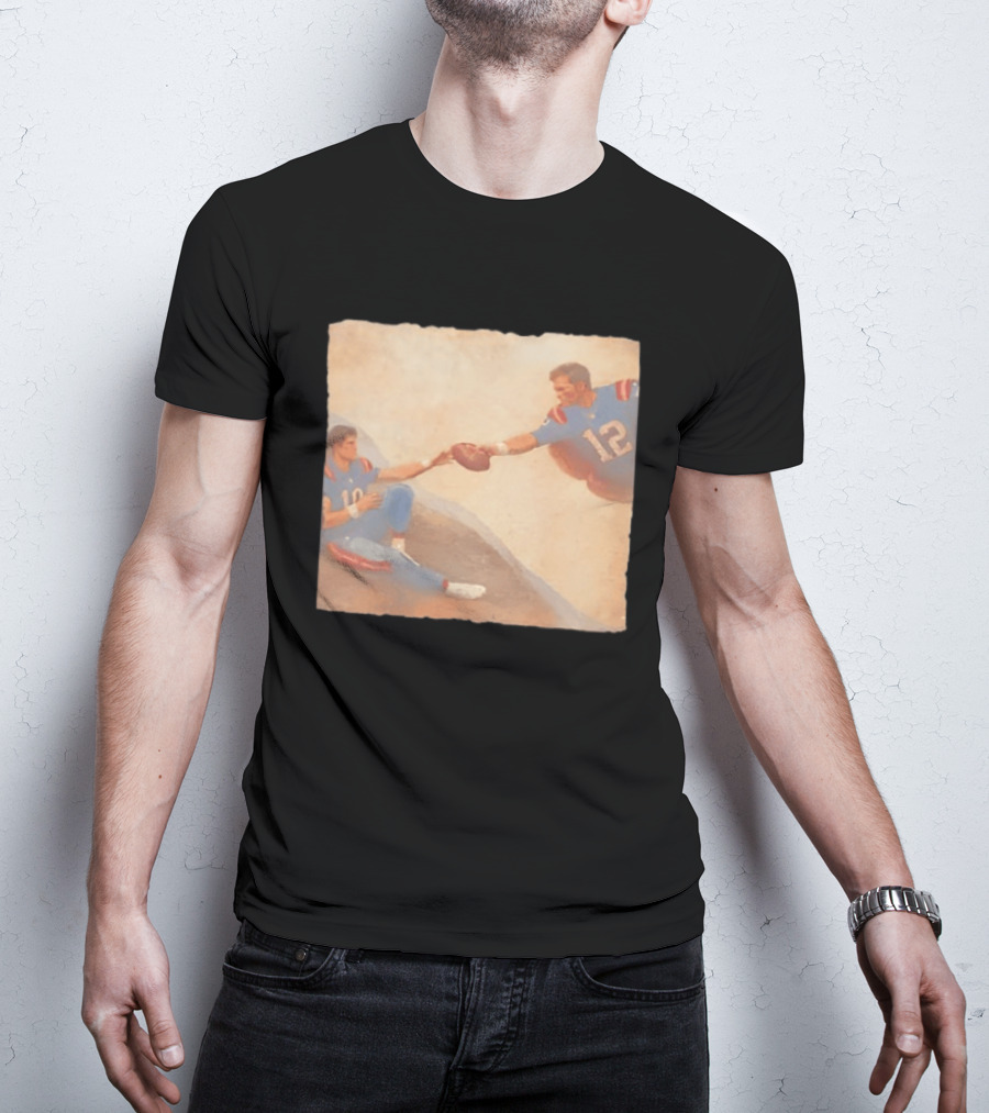 The Creation Of Tom Brady Passing Football To Drake Maye T-Shirt
