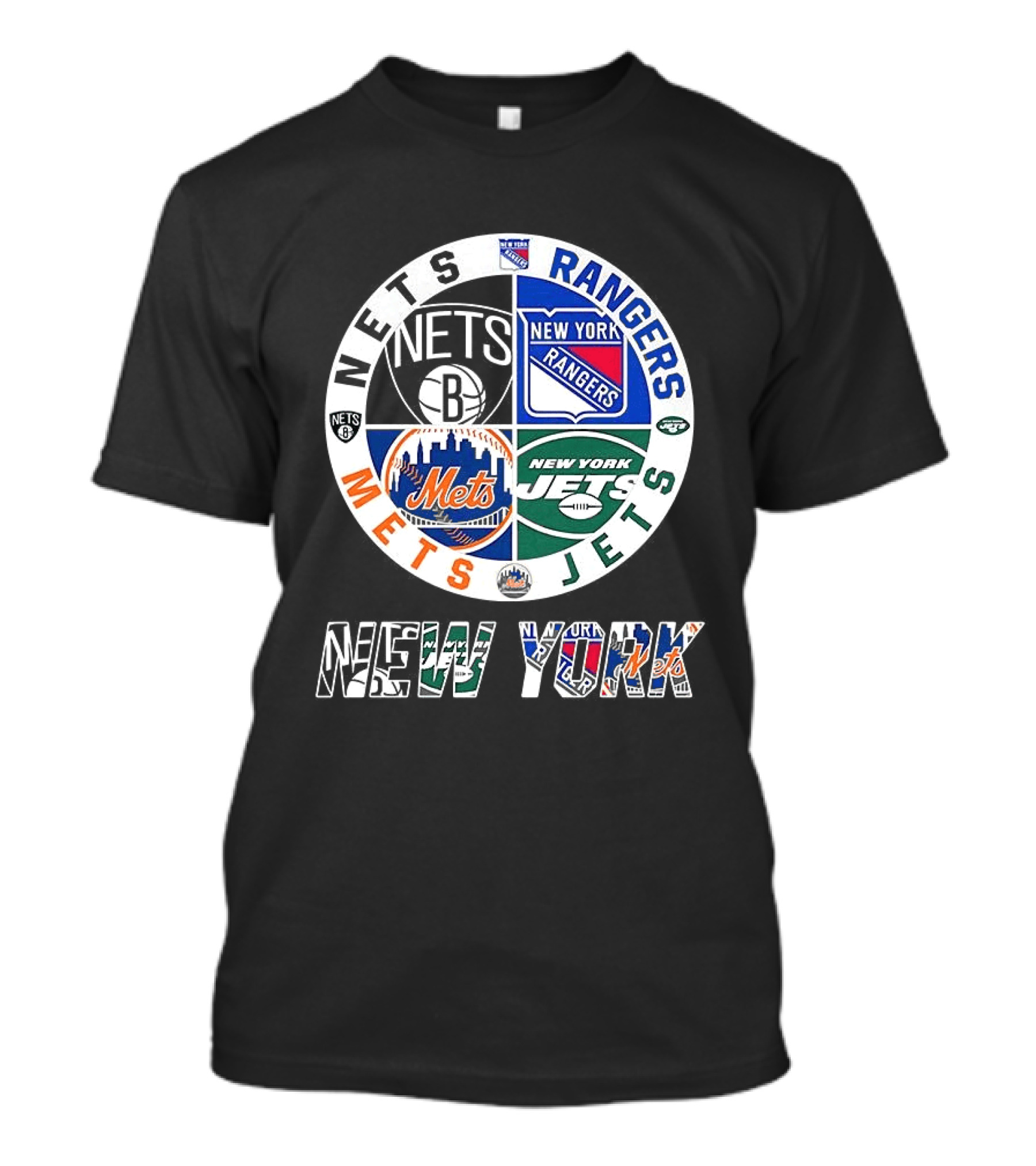 New York Nets Rangers Jets Mets Sports Team Mashup T-Shirt