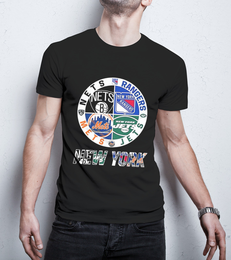 New York Nets Rangers Jets Mets Sports Team Mashup T-Shirt